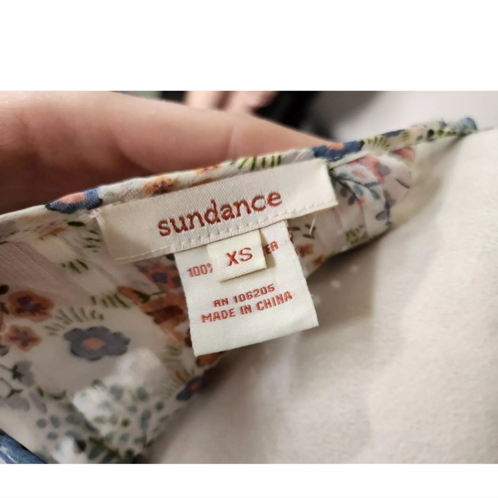 Sundance Colorful Floral Semi Sheer Flowy Shirt Top XS Short Sleeve - Picture 5 of 5